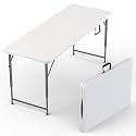 5.5 Feet ADJUSTABLE Foldable Table with Built in Handle & Steel Legs | 5.5FT Heavy Duty Folding Portable | Perfect for Party, Dining, Wedding, Events, Picnic Indoor, Outdoor, Camping, Utility, Folding