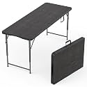 5.5 Feet ADJUSTABLE Foldable Table with Built in Handle &amp; Steel Legs | 5.5FT Heavy Duty Folding Portable | Perfect for Party, Dining, Wedding, Events, Picnic Indoor, Outdoor, Camping, Utility, Folding