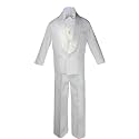 5-7pc Boy White Satin Shawl Lapel Suits Tuxedo Silver Satin Bow tie Sm-7