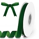 5/8" Wide x 10 Yards Velvet Ribbon, Vintage Single Face Velvet Ribbons for Gift Wrapping, Christmas Wrapping Bows, Wedding Decor, Sewing and More (Forest Green)