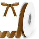 5/8" Wide x 10 Yards Velvet Ribbon, Vintage Single Face Velvet Ribbons for Gift Wrapping, Christmas Wrapping Bows, Wedding Decor, Sewing and More (Khaki)