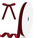 5/8" Wide x 25 Yards Velvet Ribbon, Vintage Single Face Velvet Ribbons for Gift Wrapping, Christmas Wrapping Bows, Wedding Decor, Sewing and More (Burgundy)