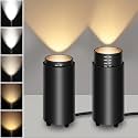 5-Color Zoomable Uplighting Indoor with Auto ON/Off Switch, Dimmable Floor Can Light, LED Spot Lights Indoor Up Lights for Plant Picture, Focus Adjustable Accent Lighting, 10W Black 2 Pack