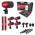5 CORE Drum Mic Kit 7 Piece All Metal Drummer Microphone Set Red