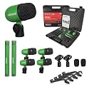 5 CORE Drum Mic Kit 7 Piece All Metal Drummer Microphone Set Green