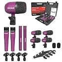 5 CORE Drum Mic Kit 9 Piece All Metal Drummer Microphone Set Purple