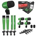 5 CORE Drum Mic Kit 9 Piece All Metal Drummer Microphone Set Green