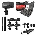5 CORE Drum Mic Kit 7 Piece All Metal Drummer Microphone Set Black