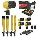 5 CORE Drum Mic Kit 9 Piece All Metal Drummer Microphone Set Yellow