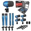 5 CORE Drum Mic Kit 9 Piece All Metal Drummer Microphone Set Blue