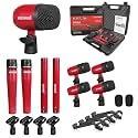 5 CORE Drum Mic Kit 9 Piece All Metal Drummer Microphone Set Red