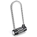 5 Digit Combination Alloy Padlock, Resettable, for Gym, School, Outdoor Locker, U-Shaped Shackle, Black