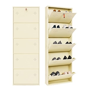 5 Door Wall Mounted Metal Shoe Rack