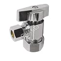 (5) EZ-Fluid Heavy Duty 1/2" Nom. (5/8" OD Comp) x 3/8" OD Comp Angle Stop Valve,1/4 Turn Handle,Chrome Brass Water Shut Off Ball Valve For Water Pipes,Bathroom,Kitchen