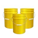 5 Gallon Bucket Only | Made in USA | Food Grade | Durable 90 Mil All Purpose Pail | BPA Free | Premium HPDE | Easy Stack and Store | Lids Not Included (Yellow, 3)