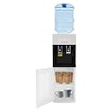 Top Loading Hot and Cold Water Dispenser 575W Freestanding Water Cooler Dispenser for 5 Gallon Bottle with 2 Spouts, Safety Lock, Cabinet, Indicators, Detachable Bucket Seat & Drip Tray