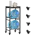 5 Gallon Water Jug Holder, 2-Tier Water Jug Stand with Wood Top Shelf