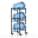 5 Gallon Water Jug Holder with 4 Locking Casters, 3-Tiers Water Jug Stand