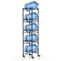 5 Gallon Water Jug Holder with 4 Locking Casters, 5-Tiers Water Jug Stand