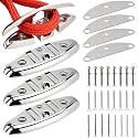 5 inch/6 inch Boat Folding Cleats, 316 Stainless Steel Flip-up Marine Dock Rope Cleats with Backing Plates and Screws, Compatible with Kayak Yacht Pontoon Boat