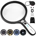 5 Inch Large Magnifying Glass with Light, 10X 30X Rechargeable Lighted Handheld Magnifier with 20X Pocket Magnifying Glass for Low Vision Seniors Reading Small Prints Close Work