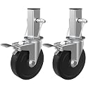 5 Inch Scaffolding Casters, Set of 2 Heavy Duty Baker Scaffold Wheels with Dual Locking Brakes, Rubber Casters Square 1-1/4" Stem Replacement for 6ft Baker Scaffold, 440LBS Capacity per Caster