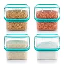 5 kg Plastic Storage Container square kitchen Storage air Tight Container with Handle for Rice, Flour, Food Grain,(Pack of 4)