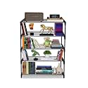 5 Layers Bookshelf, Bookcase Shelf Storage Organizer, Modern Book Shelf for Bedroom, Living Room and Home Office, Vintage(Blue & White, Metal)