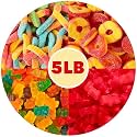 5 lb Bulk Gummy Candy Mix – Gummy Bears, Sour Gummy Worms, Cinnamon Gummy Bears & Peach Rings Bulk – Assorted Gummies Fruit Snacks for Parties, Candy Buffets, Bulk Snacks & Gifting