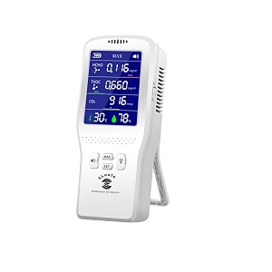 portable digital air quality monitor co hcho tvoc detector with temperature amp humidity multi-sensor battery powered black 5-in-1 doctor white