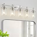 5 Lights Bathroom Light Fixtures, Brushed Nickel Vanity Light with Clear Glass Shade,Modern Wall Sconce for Mirror Bedroom Hallway Farmhouse Kitchen