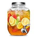 5 Liter Glass Beverage Dispenser with Leak-Proof Spigot – Large Detox Water Pitcher &amp; Juice Dispenser for Parties – Clear Drink Jar for Iced Tea, Lemonade &amp; Punch (DK - 3)