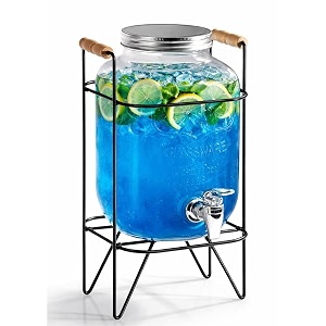 5 liter glass beverage dispenser with stand large drink container with spigot dispenser for counter table top juice water beer dispenser for home restaurant party dk - 12