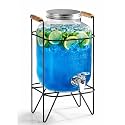 5 Liter Glass Beverage Dispenser with Stand, Large Drink Container with Spigot, Dispenser for Counter Table Top Juice Water Beer Dispenser for Home Restaurant Party (DK - 12)