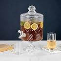 2.6 Litre Glass Beverage Dispenser with Bamboo Stand, Large Drink Container with Spigot, Ideal for Cold Drinks, Iced Tea, Lemonade, Home, Kitchen &amp; Restaurant (DK - 1)