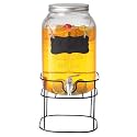 5 Litre Glass Beverage Dispenser with Metal Stand, Large Drink Container with Spigot,Leakproof Glass Beverage Dispenser, Ideal for Cold Drinks, Iced Tea, Lemonade (DK - 17)