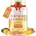 5 Month Supply Turmeric and Ginger Gummies with Black Pepper, Fermented Turmeric for Joint Comfort & Mobility, Sugar-Free with Vitamin D3 + K2, Natural Peach Flavor – 150 Gummies