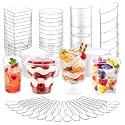 5 oz Plastic Mini Dessert Cups Lids &amp; Spoons - 400 Pack 4 Styles