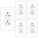 5 Pack 20A GFCI Outlet Tamper-Resistant Self-Test, ETL Listed White