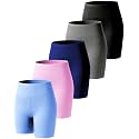 5 Pack 4" High Waisted Girls Bike Shorts, Athletic Shorts for Kids & Teens