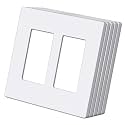 (5 Pack) BESTTEN USWP6 Matte Snow White Screwless Decorator Wall Plate, 2-Gang Outlet Cover, Decor Switch Face Plate, H4.69” x W4.73”