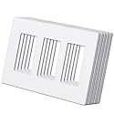 (5 Pack) BESTTEN USWP6 Matte Snow White 3-Gang Screwless Wall Plate, Decorator Outlet Cover, H4.69” x W6.54”, for Light Switch, Dimmer, USB, GFCI, Receptacle