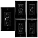 5 Pack Black 15A GFCI Outlet with USB Ports(Type A &amp; C, 4.8A/24W Total Output), GFI Electrical Outlet with 2 USB Charging Ports- Self-Test Tamper-Resistant with LED Indicator, ETL Listed
