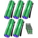 5 Pack Black Light UV Flashlight, 9 LED 395nm Ultraviolet Blacklight Flashlight, Handheld Mini Torch Light Pet Urine Detector for Dog/Cat Urine, Dry Stains(15x AAA Batteries(Green))