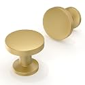 5 Pack Brushed Gold Cabinet Knobs Single Hole Cabinet Pulls Round Kitchen Cabinet Knobs Drawer Knobs
