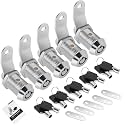 5 Pack Cabinet Lock with Keys, 7/8” RV Storage Locks Keyed Alike, RV Locks for Storage Door, Camper Cabinet Door Toolbox Locks Mailbox RV Cam Locks with Manual
