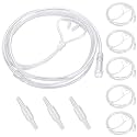 5 Pack Cannula Nasal 4 FT Super Soft Nasal Cannula Tubing for Oxygen Nose Tubing - High Flow, Kink Resistant, Highly Visible, Lightweight Tubing with 3 Pack Oxygen Tubing Connector