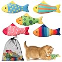 5 Pack Christmas Catnip Cat Toys, Cartoon Fish Shape
