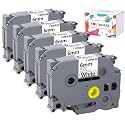 5-Pack Hehua 1/4" (0.23") Laminated White Tape Tze 211 TZe211 TZ-211 TZ211