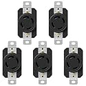 5 Pack L14-30R Receptacle Outlet, 30 Amp 125/250V L14-30R Twist Lock Socket/Outlet for Generator, 3 Pole 4 Wire Grounding, Industrial Grade Heavy Duty, UL Listed, Black